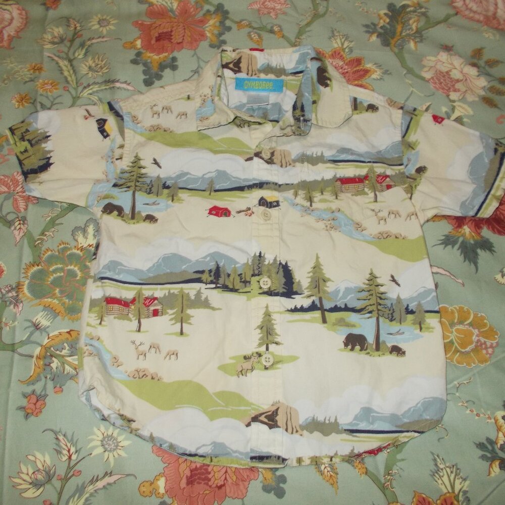 Gymboree Outdoor Pattern Button Up Boy's Top Multi Color Size 3